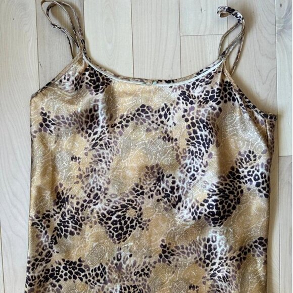 Shimmering satin slip dress bold golden leopard print Premiere Collection - Picture 3 of 8